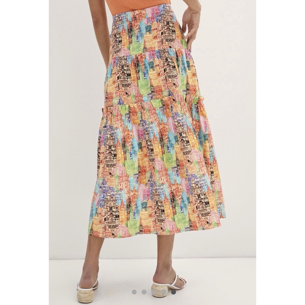 NWT Anthropologie Eva Franco Villa Tiered Midi Skirt Size 10 - Picture 2 of 9